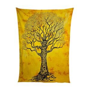Vintage Tree of Life Cotton Wall Tapestry Signed M. Dubois